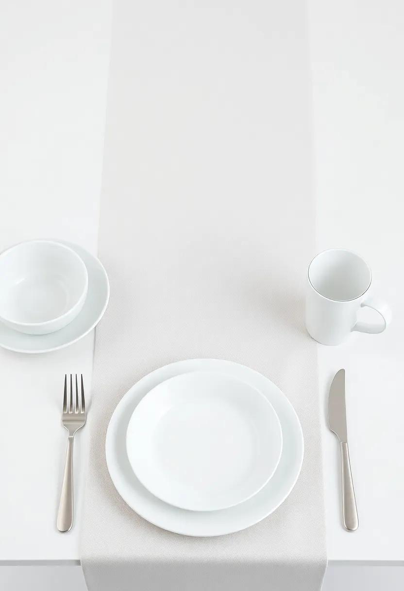 Minimalist Chic: Choose a simple, solid-colored ⁣linen runner‍ and ⁢pair it with sleek, white dishware to uphold a clean‌ and ‌sophisticated ​dining experience