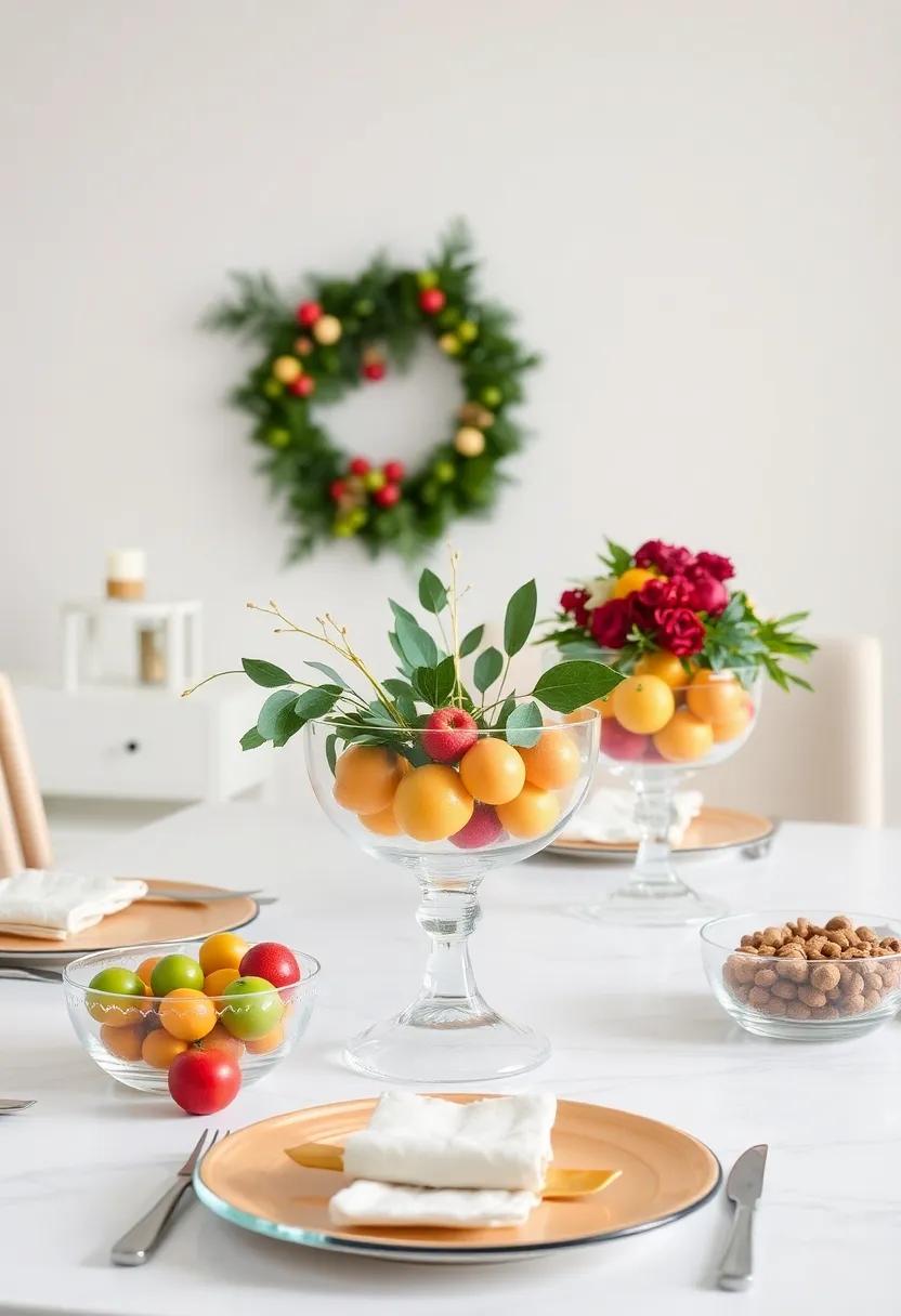 Edible Decor: Use‌ seasonal ⁣fruits ‌and nuts as centerpieces, ⁢displaying them in clear⁤ glass⁢ bowls, inviting guests to snack ‍while they dine