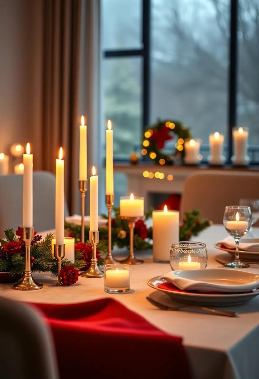 Candlelit Serenity: Create‌ an intimate setting with an array ⁢of candles in different heights, casting a warm glow and⁣ enhancing ⁢the⁢ holiday spirit