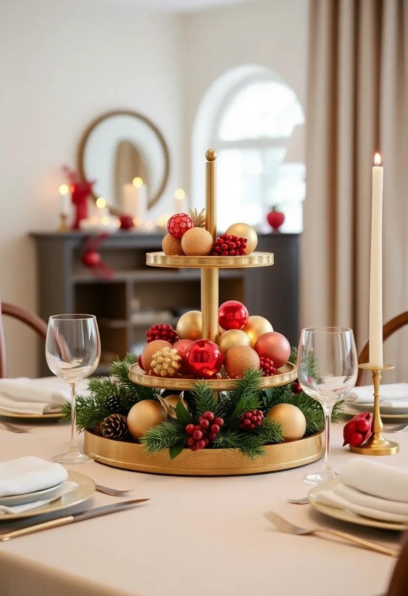 Thematic Tiers: Use tiered serving⁤ trays filled with holiday treats and ornaments ‌to create a visually dynamic tabletop display