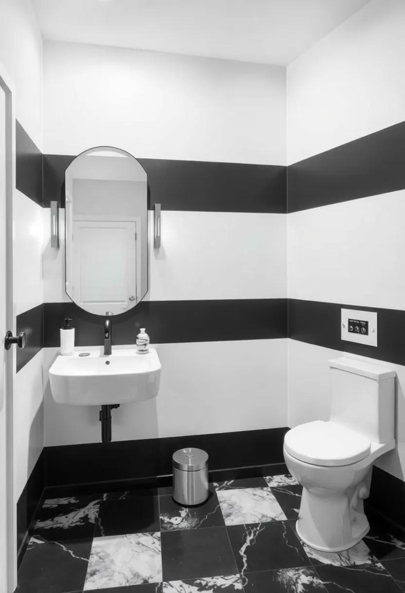 Black⁢ and White Elegance: A sophisticated⁢ black and white⁢ wallpaper ⁣can create​ a timeless look, adding depth and ​elegance to⁣ smaller ‍bathrooms