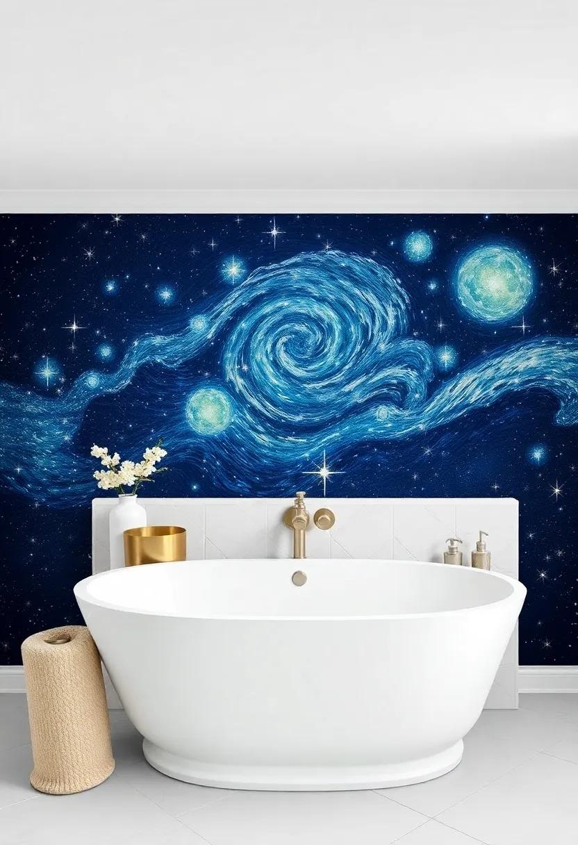 Enchanting Starry⁢ Night: A celestial-themed ‌wallpaper can bring wonder and whimsy, making any bathroom ‍feel like ​a magical night​ sky