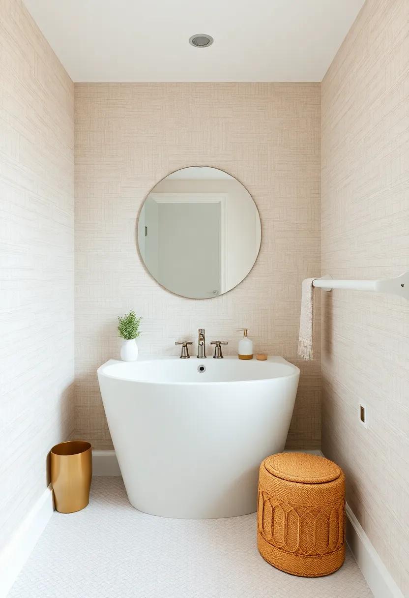 Soft Linen Look for Comfort: Incorporate a‌ linen-textured wallpaper that feels cozy and inviting, enhancing the overall comfort of your guest bathroom space