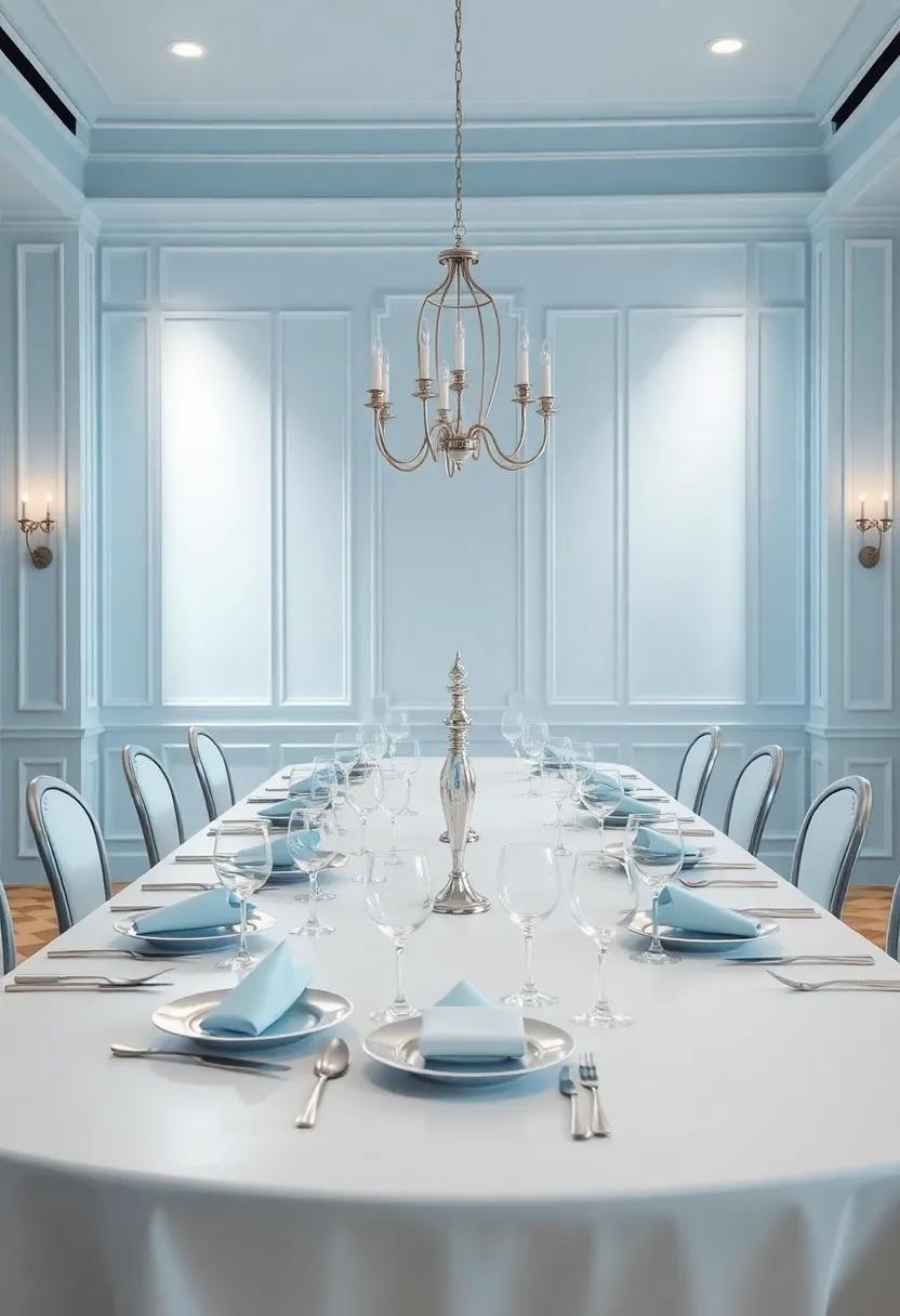 Elegant Table⁤ settings⁢ That ⁢Dance⁢ with Pastel Blue ⁤and ⁢Silver ‌Hues