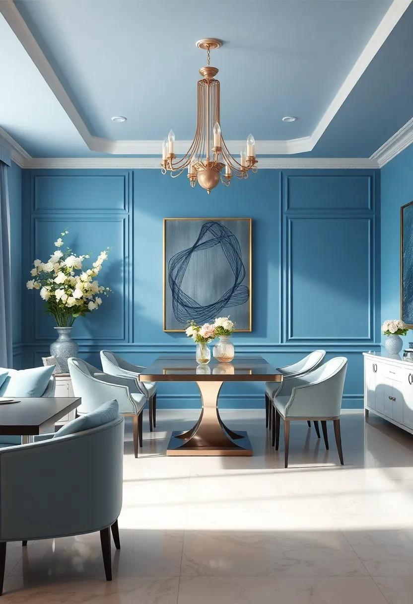 Artful Wall Decor: Reflecting Class ⁣in Pastel ⁤Blue and Silver