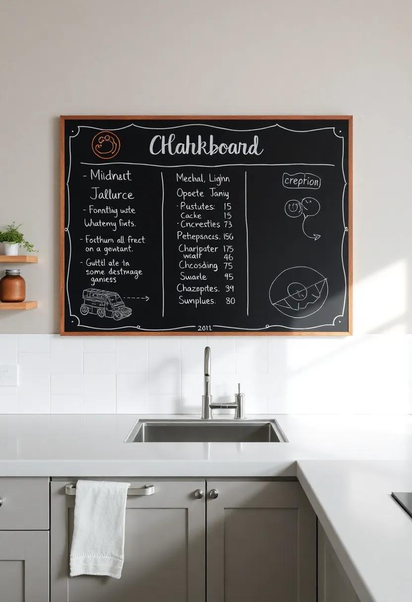 Chalkboard Menu: Install a large ‍chalkboard to write your weekly menu, grocery lists, or doodles, adding a personal ‌touch that can be​ easily​ updated