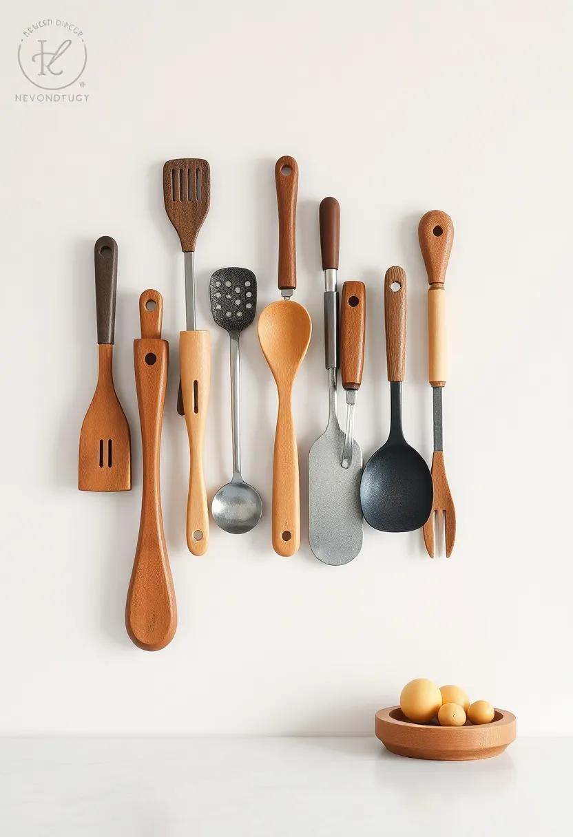 Cooking Tools Art ⁤Piece: Create a stunning ⁤wall display using oversized or decorative cooking tools arranged in an artistic manner for a conversational centerpiece