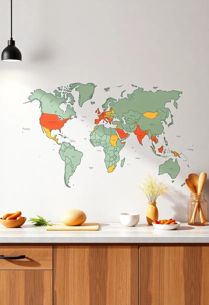 Culinary Map Wall Decal: ⁤Make a significant impact with a wall ⁣decal depicting the origins of various cuisines, opening a conversation about​ global flavors