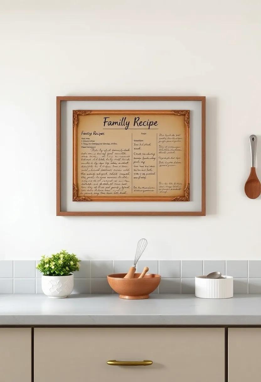 Family Recipe ⁤Gallery: frame cherished‍ family recipes handwritten by loved ones,preserving memories while decorating ​the⁢ walls with shared culinary heritage