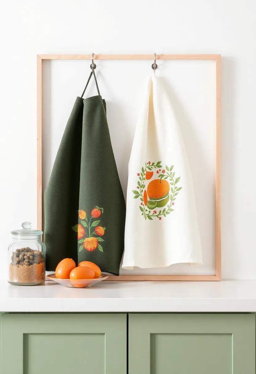 Food-Themed Textiles: Frame⁤ food-themed textiles, ⁢such as vintage ‌dish towels or aprons, to infuse ⁣a tactile element into your kitchen decor
