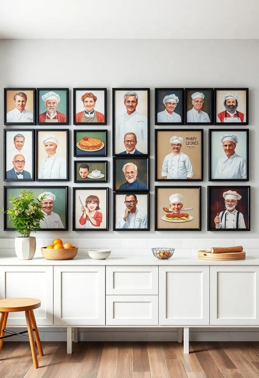 Gallery​ Wall of Culinary Icons: Design ​a ‍gallery wall filled with portraits or illustrations of legendary chefs and iconic food visionaries who inspire your culinary⁣ journey