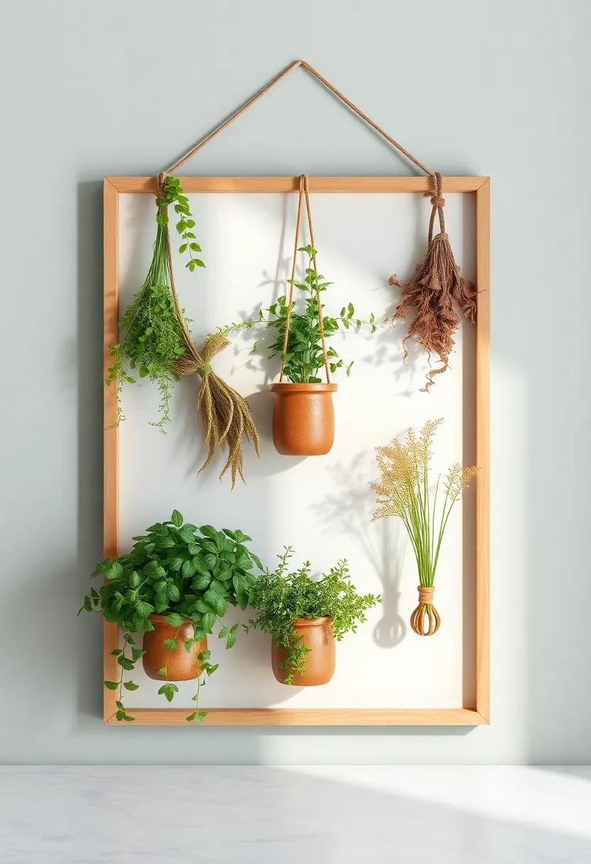 Herb ⁣Garden​ Wall⁤ Hanging: ​Incorporate dried herbs in decorative frames or hanging planters,combining functionality and beauty while adding a fresh scent to your kitchen