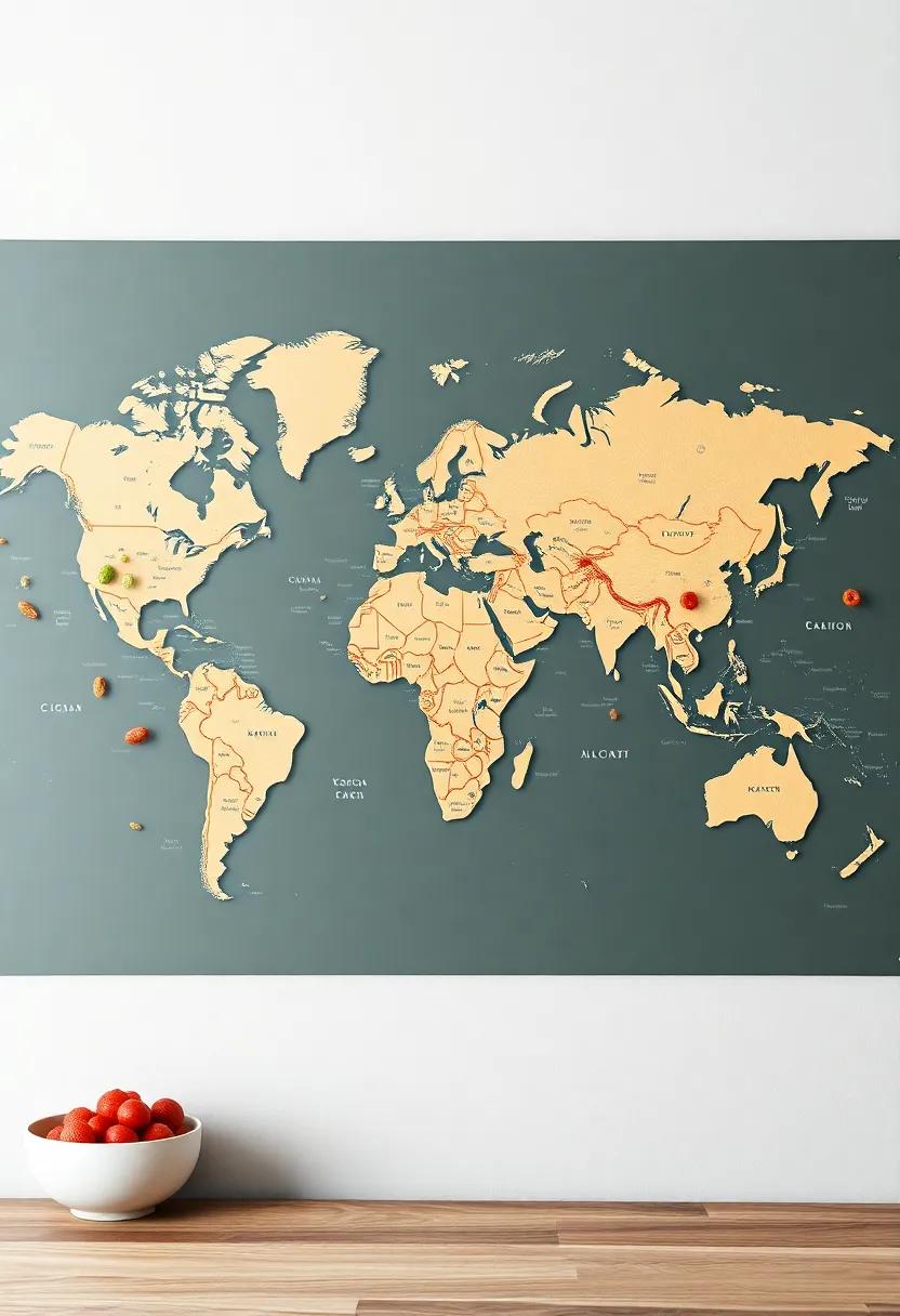 kitchen-Sized World Map: Adorn your walls with a world map that showcases ⁣global‍ cuisines, sparking wanderlust and culinary exploration