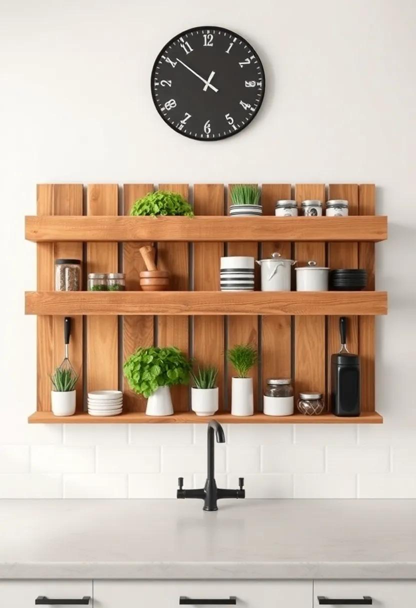 Rustic Wooden Pallets: ⁤Repurpose wooden pallets as wall art or ⁤shelving for a rustic touch that can also serve as storage for herbs, spices, or cookbooks