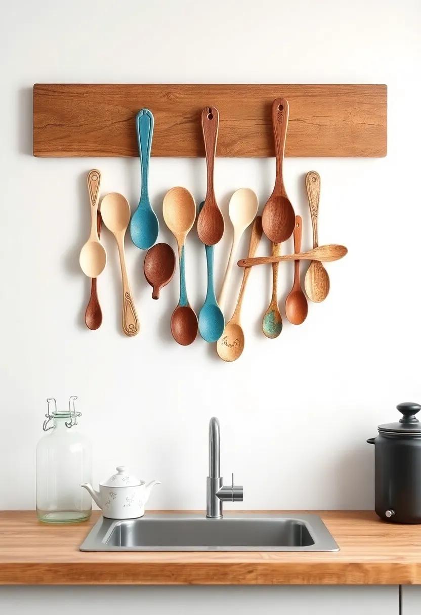 Upcycled⁣ Wooden⁤ Spoons Art: Arrange painted ‍or stained wooden spoons in an artistic fashion,offering a rustic,homey ‌feel while serving a decorative purpose