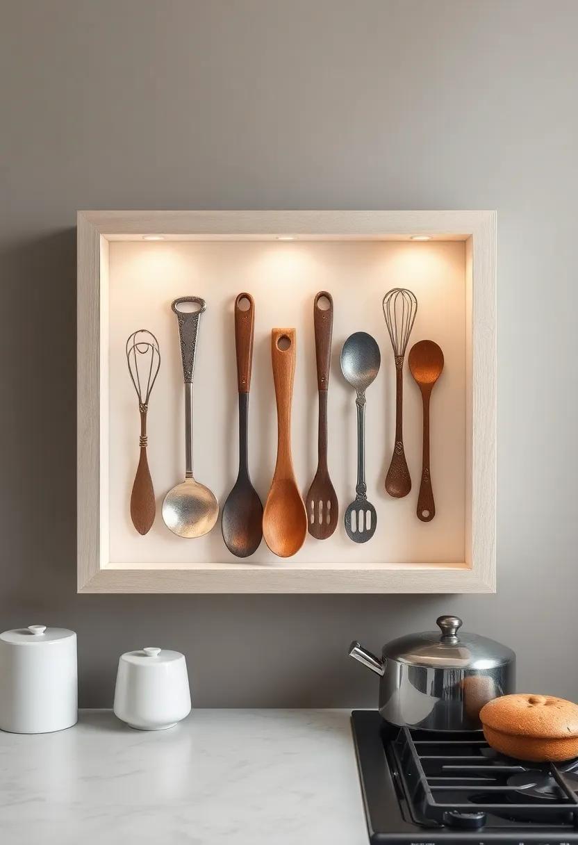 Vintage Utensil Shadow Box: Create a nostalgic feel by ⁢displaying vintage kitchen utensils in a shadow box, bringing history and charm to your walls