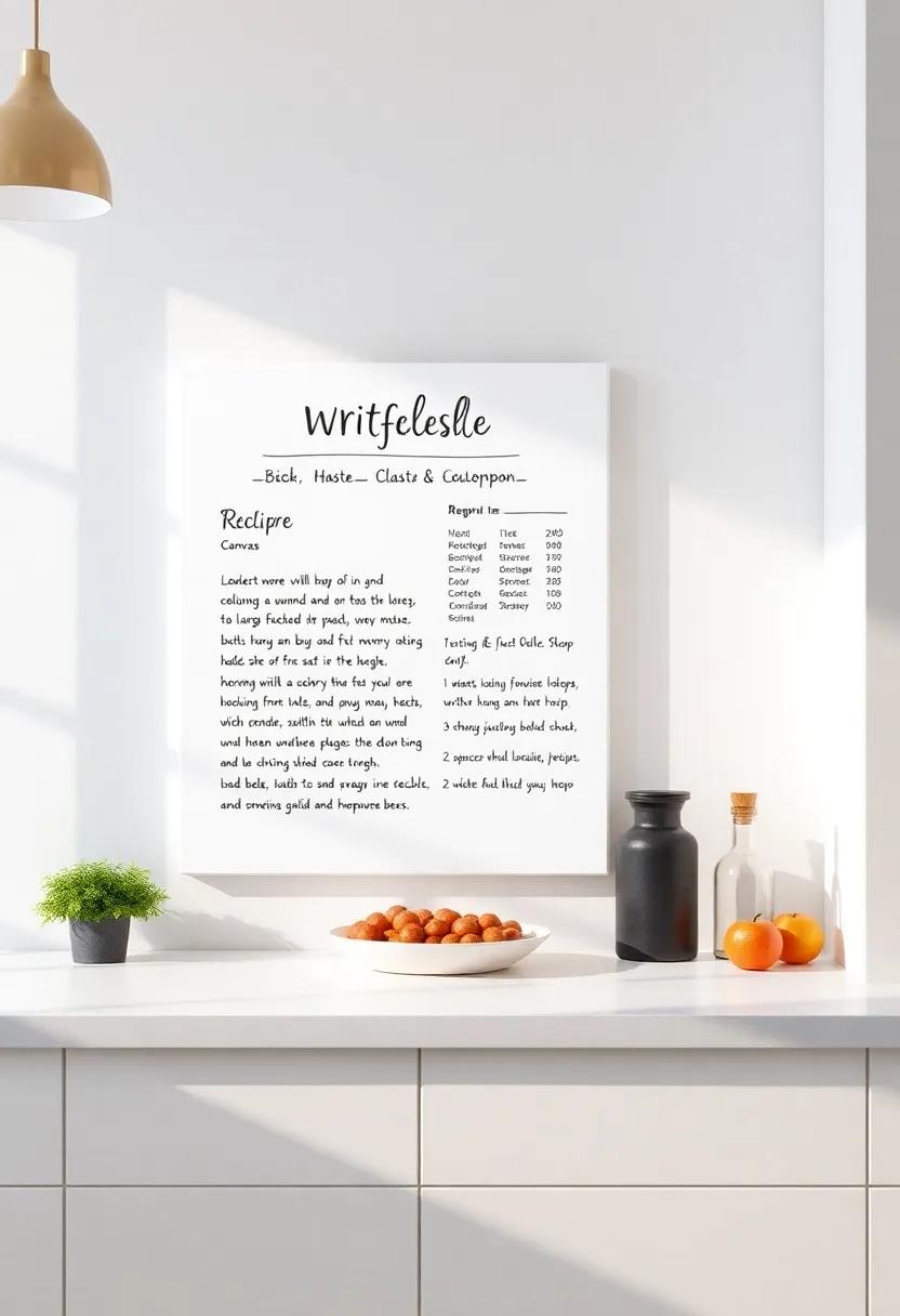 Whimsical Recipe Canvas: Transform your ‌culinary space with a large canvas ​featuring your​ favorite recipe in a fun, artistic font ‌that adds a ‌playful twist