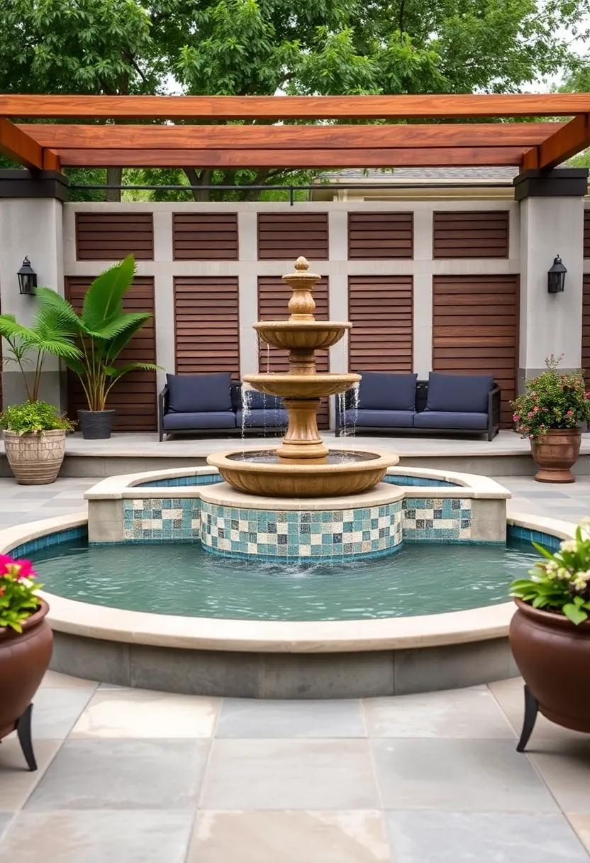 Design a⁤ spacious outdoor⁣ lounge with⁤ a ⁤bubbling spa-like hot tub surrounded by exotic plants and a flowing ‍stream
