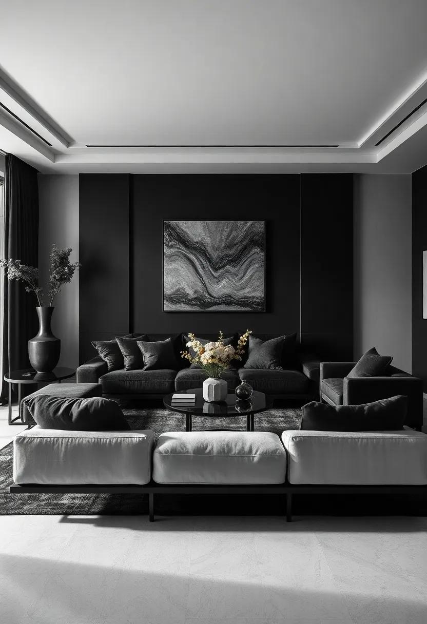 Embrace ⁣Textures: Layer different ⁢textiles like⁢ velvet, ​silk, ⁢and leather‍ to ‌create a rich,​ tactile ⁤experience while‌ keeping the palette strictly black