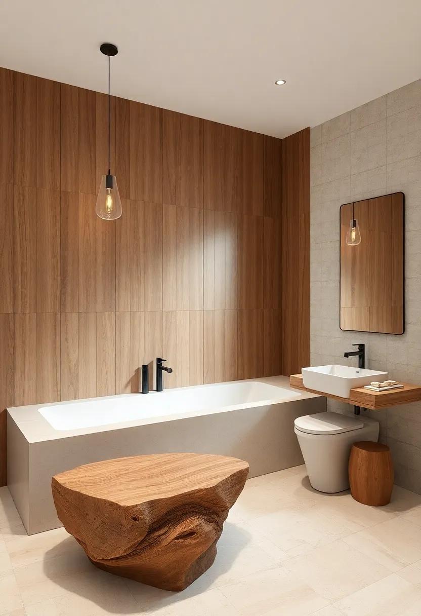 The Beauty of Imperfection: Delve into a bathroom‌ featuring organic materials like⁤ raw wood and stone, highlighting the concept of wabi-sabi; imperfect yet stunning fixtures create a warm, inviting‍ space for rejuvenation