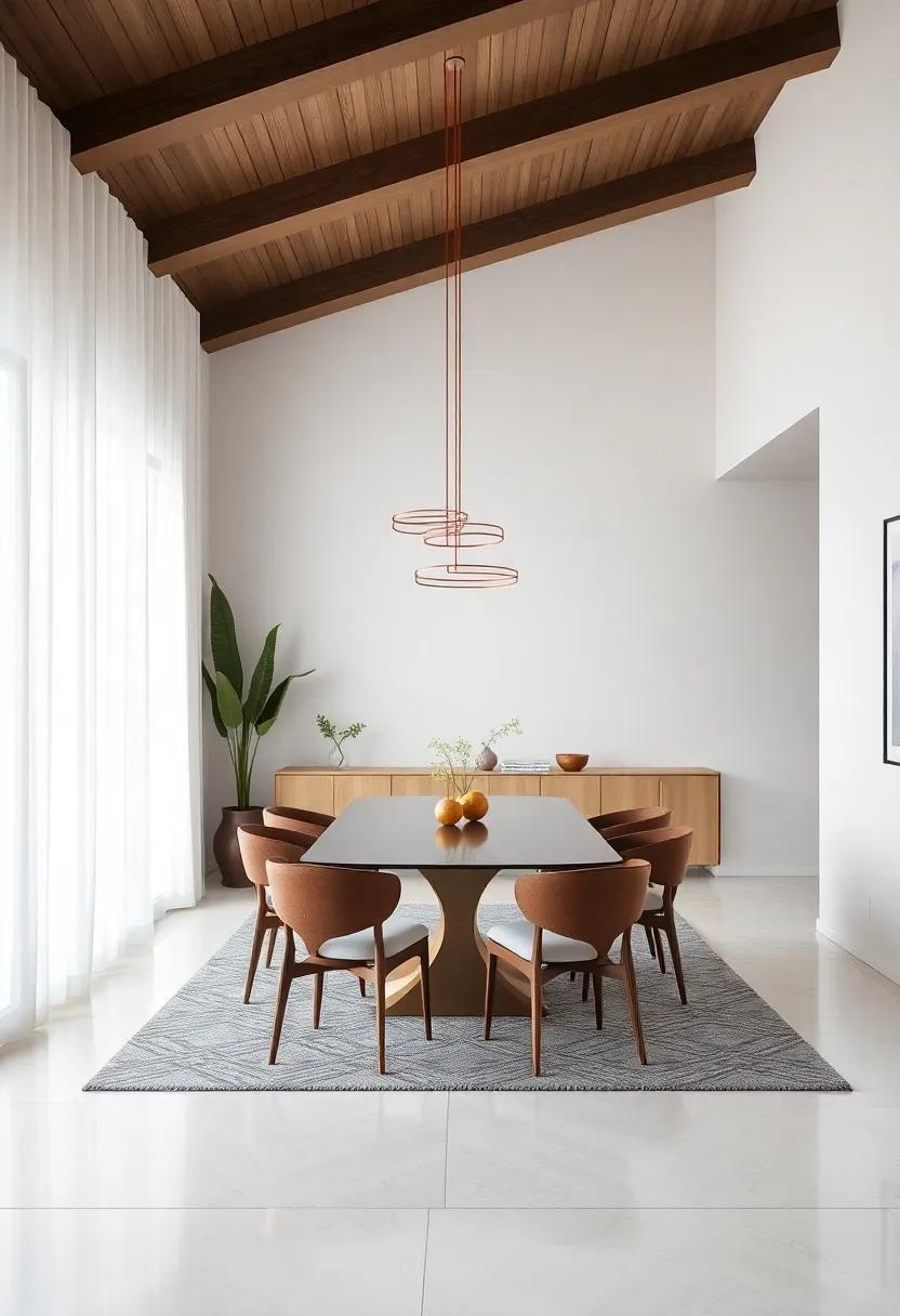 Harmonious Lines: Admire a‌ dining area characterized by harmonious​ geometric shapes, with​ carefully chosen furniture that enhances‍ the flow of ‍the ‌space while emphasizing minimalist‍ elegance