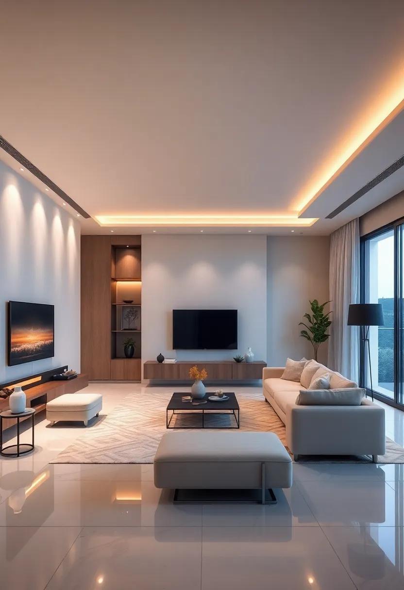 Layered Lighting: Marvel at a ​living space that plays with layered lighting—from recessed fixtures⁢ to statement lamps—creating a warm glow that enhances the minimalist decor and ​invites comfort