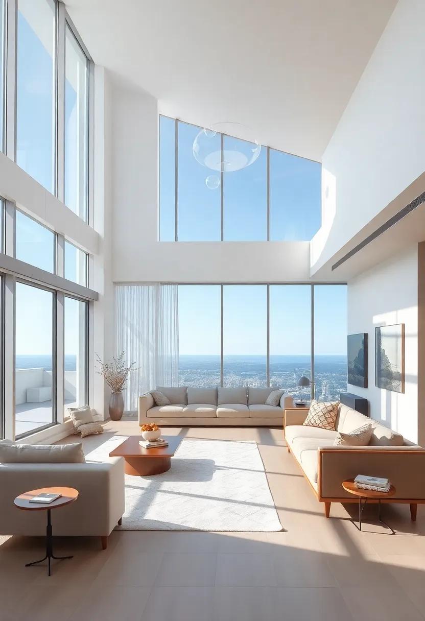 A‍ Serene Sanctuary: Discover a spacious penthouse adorned with floor-to-ceiling windows,allowing ⁢natural light to flood the ​open-plan living​ space,complemented by a minimalist color palette of soft whites and muted earth tones