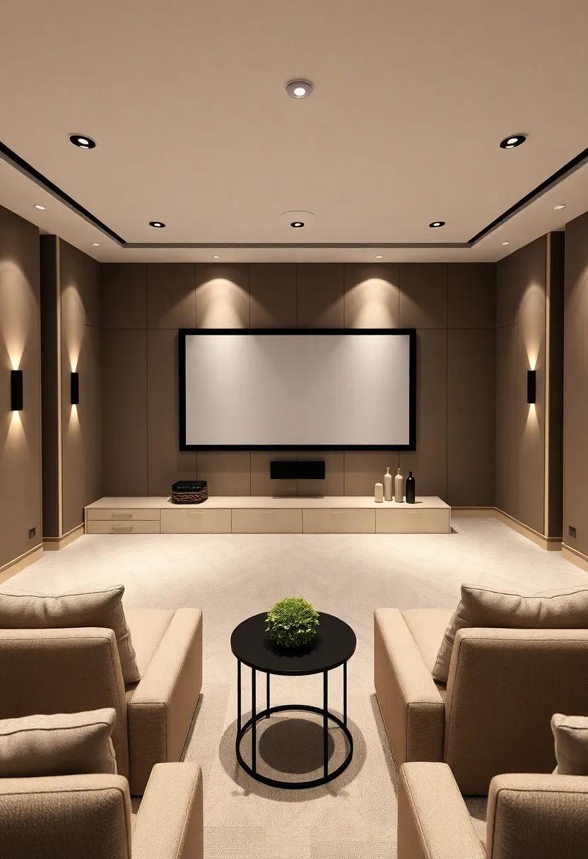 Embrace Minimalism: design a sleek, minimalist theater‌ room with ‌a simple color palette and clean lines that evoke calm and sophistication