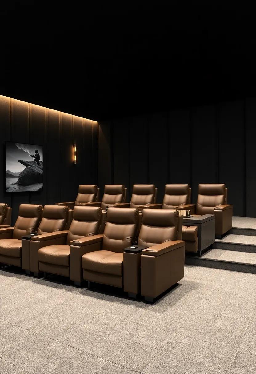 Upscale Seating: Invest in plush,leather recliners that offer comfort and elegance,arranged for‍ optimal viewing angles and intimate gatherings