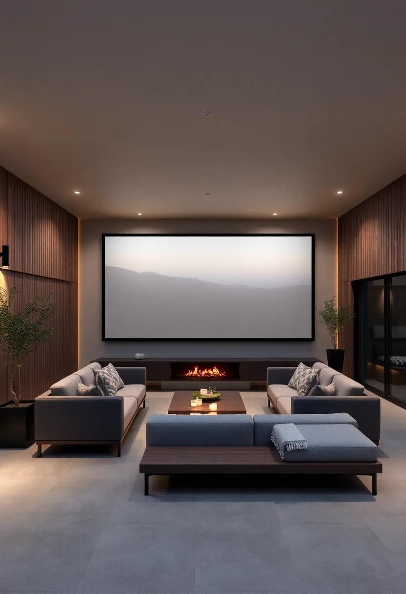 Outdoor Viewing option: Consider an outdoor cinema setup with comfortable seating, allowing for a luxurious experience under the stars during warmer months
