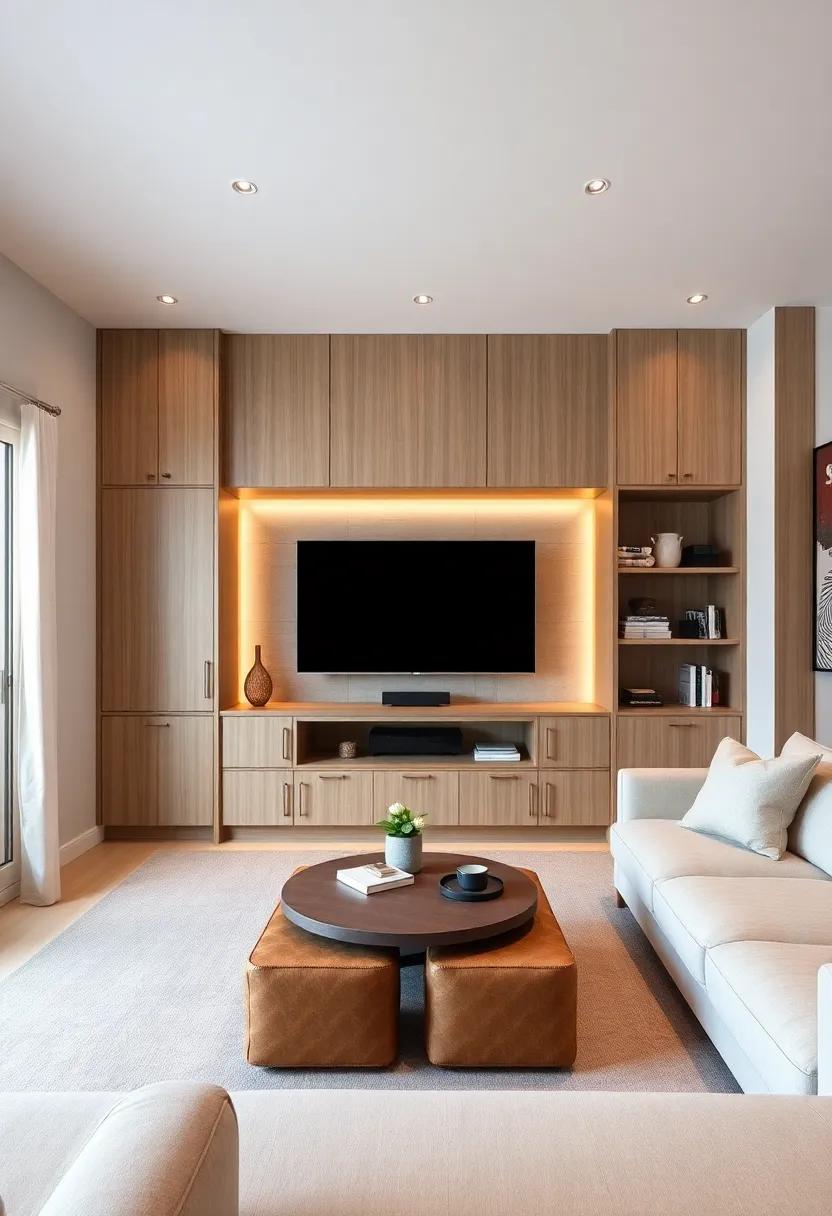 Custom built-In Storage:⁣ Design custom cabinetry to house media equipment, snacks, and accessories, keeping the ‌space organized and ⁢stylish