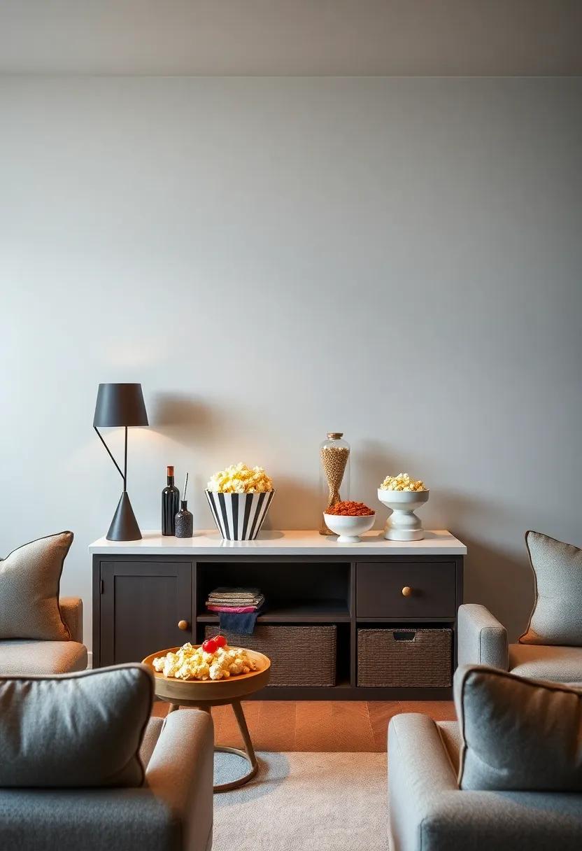 Elegant Popcorn ‍Bar: Set up a gourmet popcorn station‍ with an array of toppings, adding ​a playful yet luxurious twist to the⁣ traditional movie snack