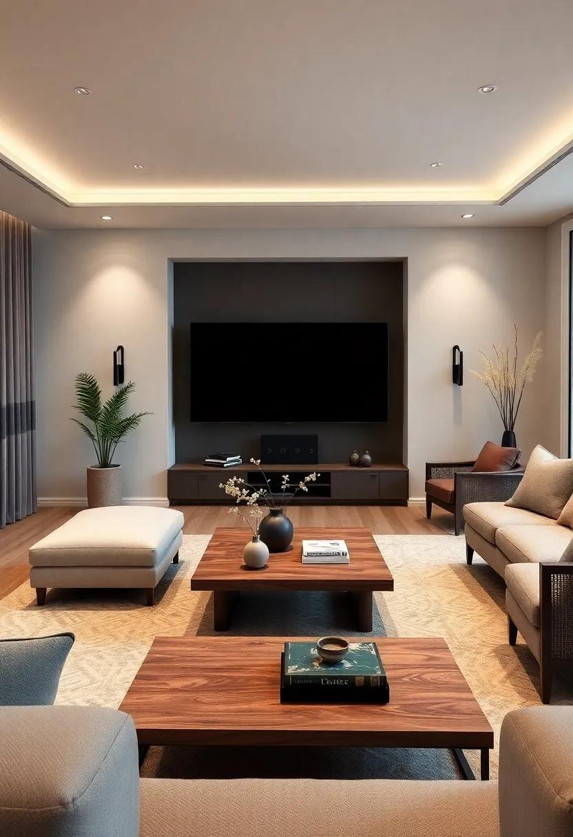 unique Coffee Tables: Select an eye-catching coffee table⁢ that acts as a conversation‌ piece, ideally placed within reach of your seating ‍arrangements