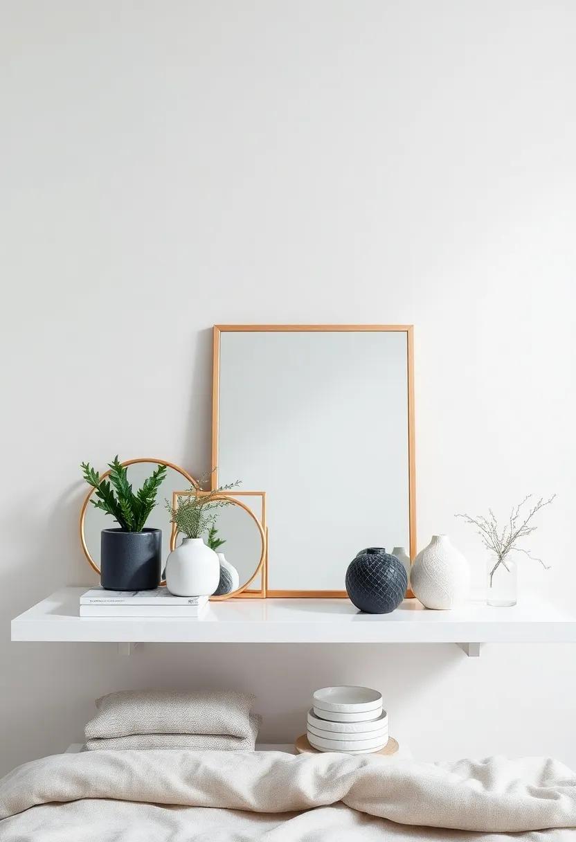 Arrange⁤ a few ‍small mirrors to reflect light⁤ and⁤ make your minimalist shelf decor⁣ appear more expansive