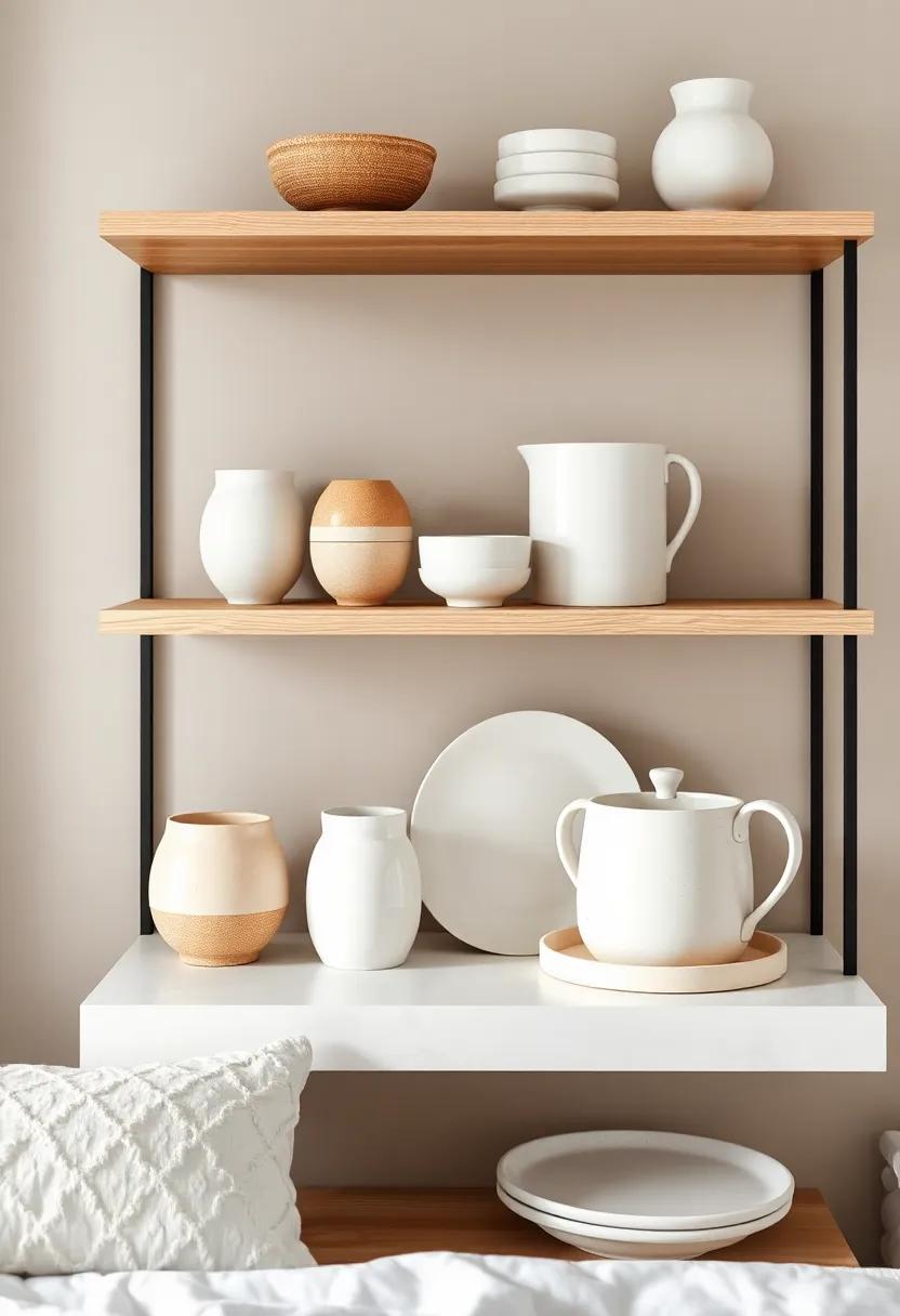 Showcase handmade ceramics,‌ emphasizing ⁤craftsmanship while keeping the overall look ​simplistic