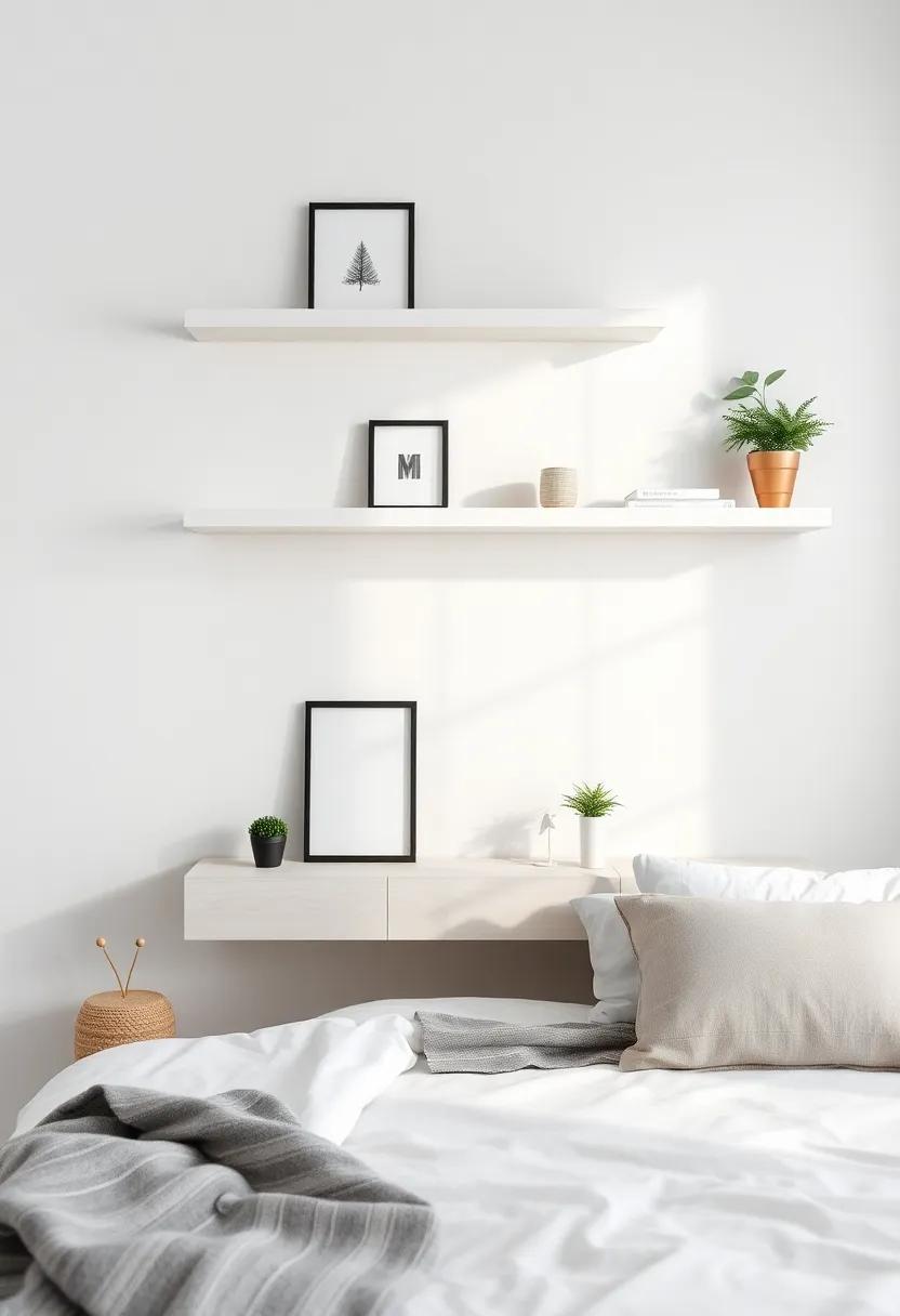 Use floating shelves‌ to create an illusion of space, showcasing your decor without cluttering the floor