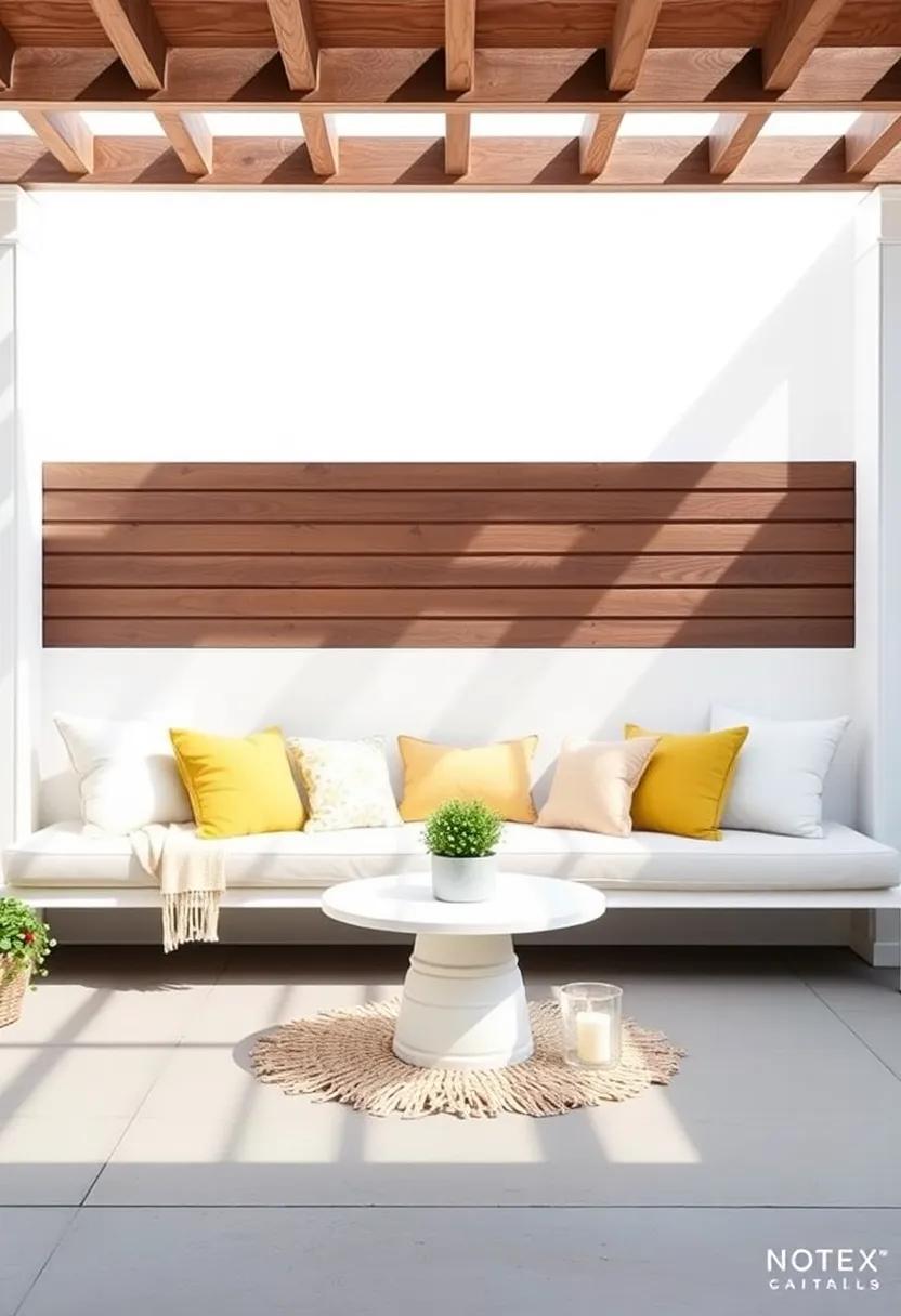 Built-in seating: Enhance built-in bench seating with comfy cushions and throws, making even the simplest patio feel luxurious