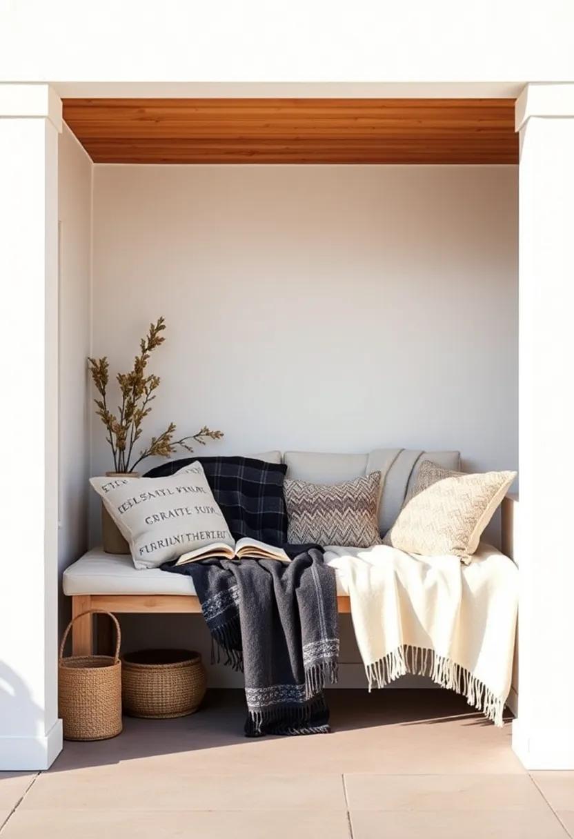 Cozy Nook with Blankets: Create a cozy nook by draping soft throws over a comfortable chair or bench, inviting you to snuggle up with a good book