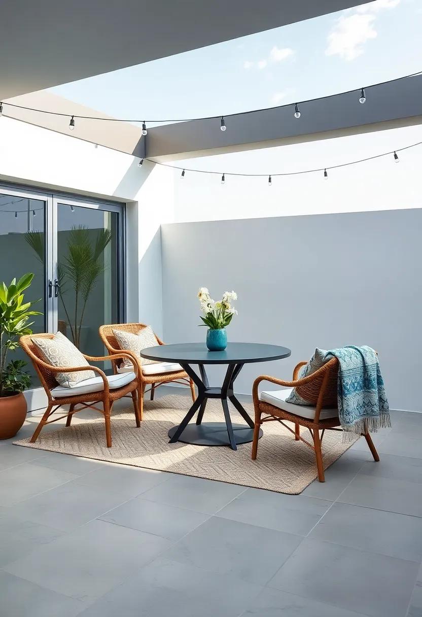 Dining Comfort: Elevate your outdoor dining experience by adding cushions to your chairs, ensuring that every meal is enjoyed in comfort