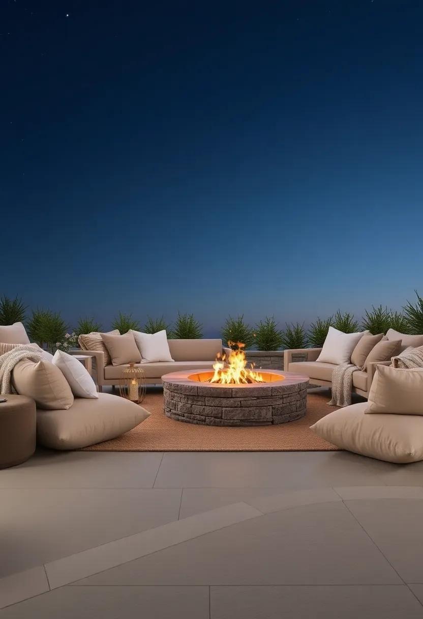 Fire Pit Comfort: Arrange a selection of cushions around the fire pit, turning it into a cozy gathering spot for evenings under the stars