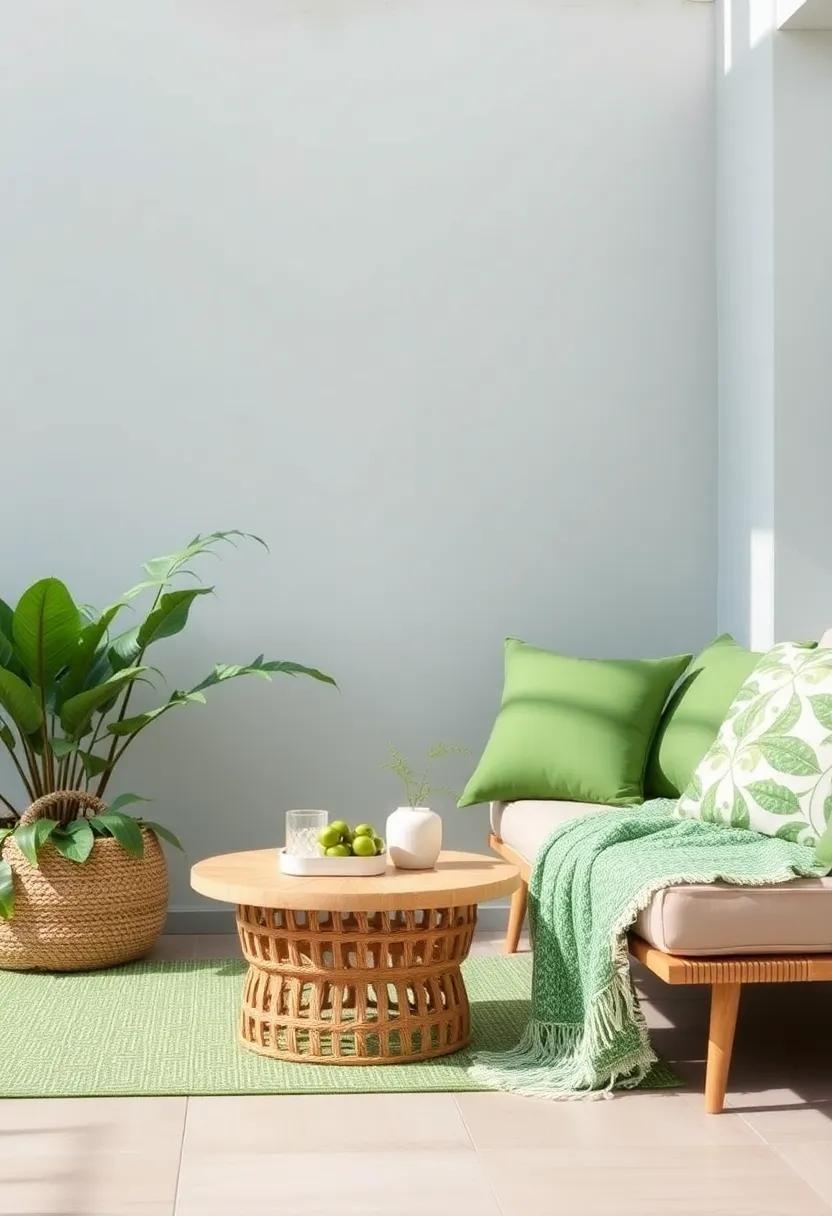 Green Oasis: Blend cushions in various shades of green with leafy throws to enhance your patio's connection to nature