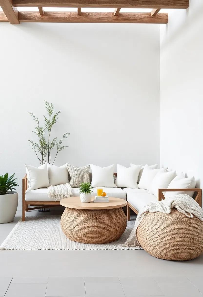 Minimalist Approach: Opt for simple, monochromatic cushions and throws to create a clean, modern patio space that promotes tranquility