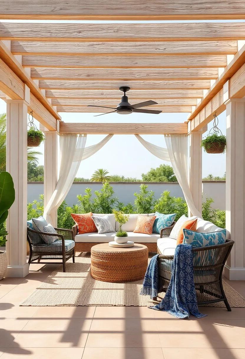 Pergola Paradise: Add cushions and throws to a pergola to create a shaded oasis perfect for lounging on warm afternoons