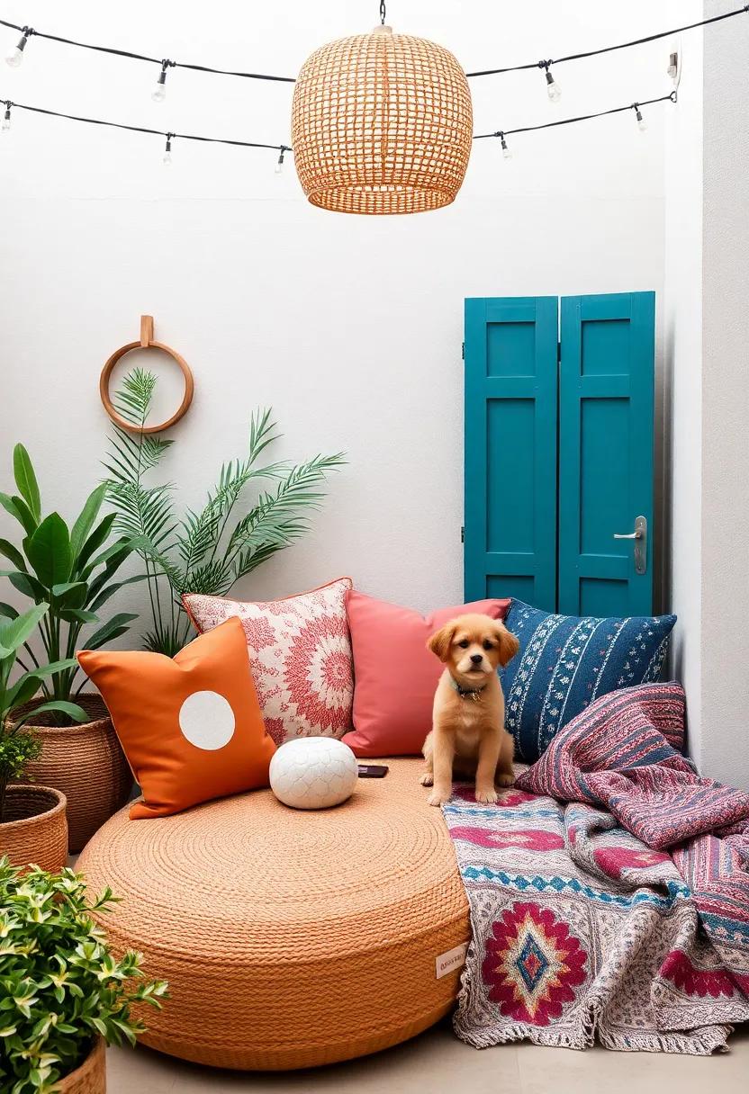 Pet-friendly Setup: Design a comforting corner for your furry friends with soft pet-friendly cushions and blankets they can snuggle on