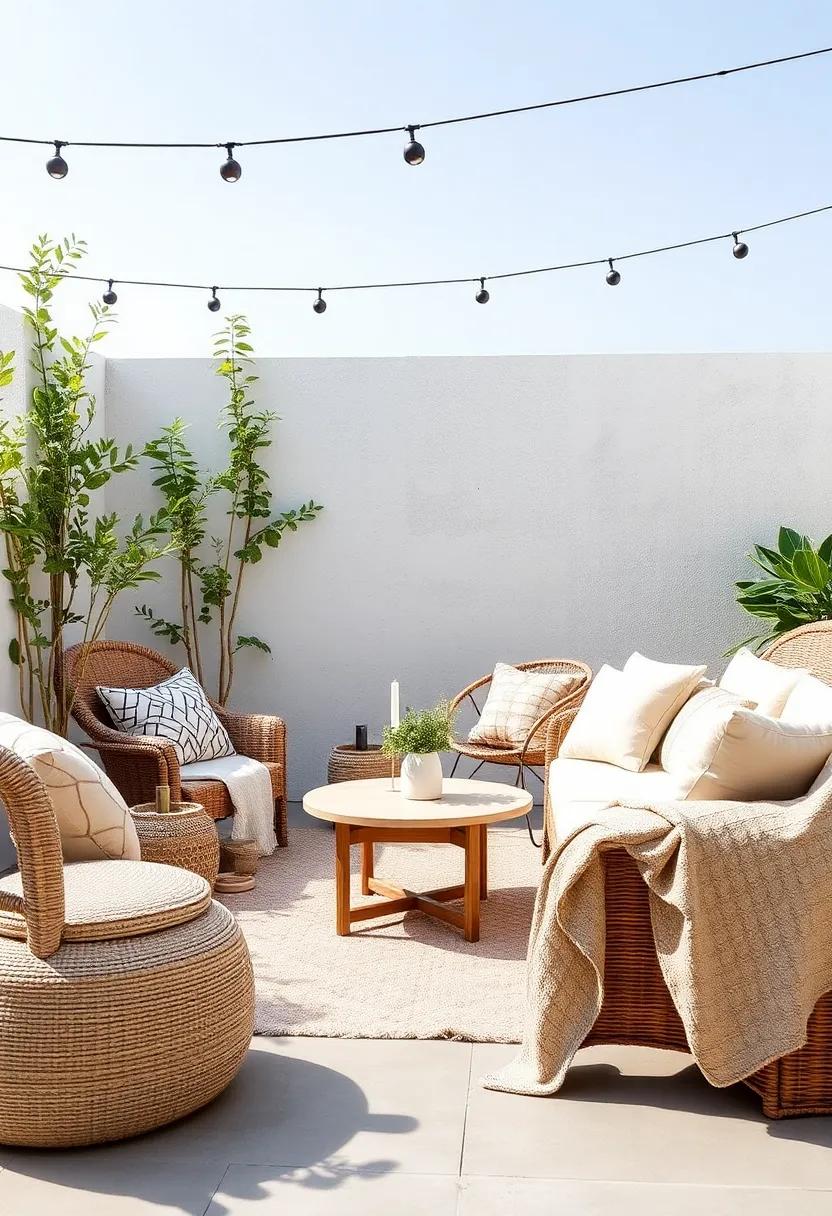 Textured Layering: Use different textiles such as velvet, cotton, and linen layers to add depth and comfort to your patio seating