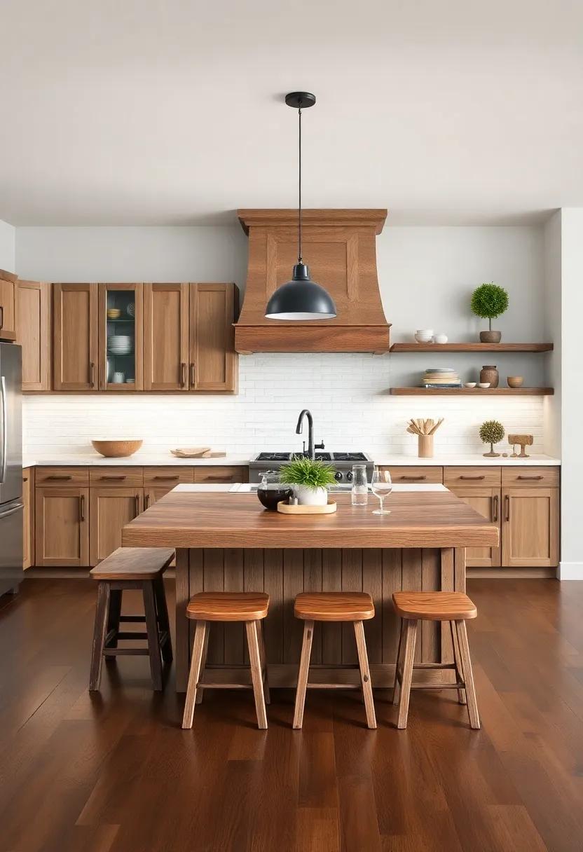 Custom Built-In Seating: ⁤Maximize space​ with a‌ rustic ​island that offers built-in seating, perfect for family gatherings while providing ⁢a‍ charming and ‍functional⁣ kitchen layout