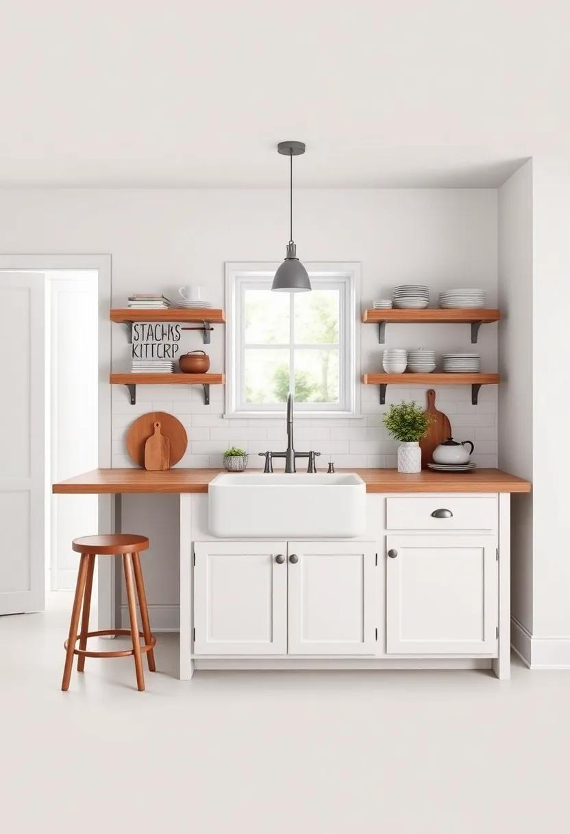 Farmhouse Chic: ‍Discover the⁣ charm of ‍a farmhouse-style island‍ featuring a‍ classic apron sink and open shelving,perfect for displaying your favorite⁣ cookbooks and ⁤vintage dishware