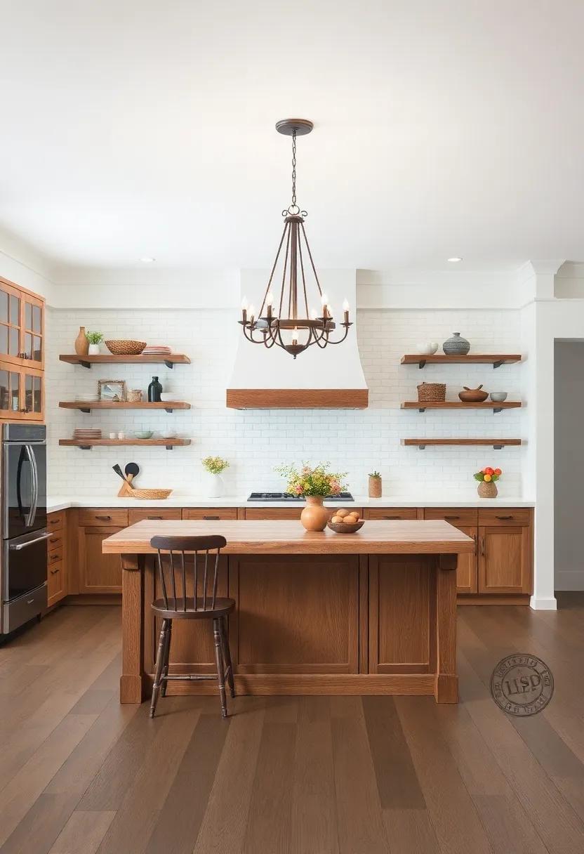 Rustic Chandelier Accents: Elevate your ⁤kitchen island⁣ with a rustic chandelier above, creating ​an ​enchanting focal point that enhances the overall ambiance of ⁤your culinary space