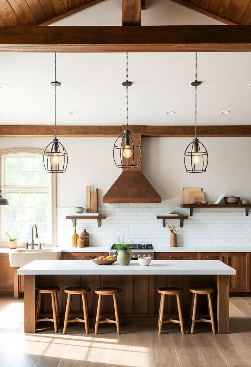 Rustic‌ Pendant Lighting: Complement your ‌charming island ⁤with rustic pendant lights above,​ enhancing the‍ atmosphere while ‌providing ‍essential task lighting‍ for ⁤culinary endeavors