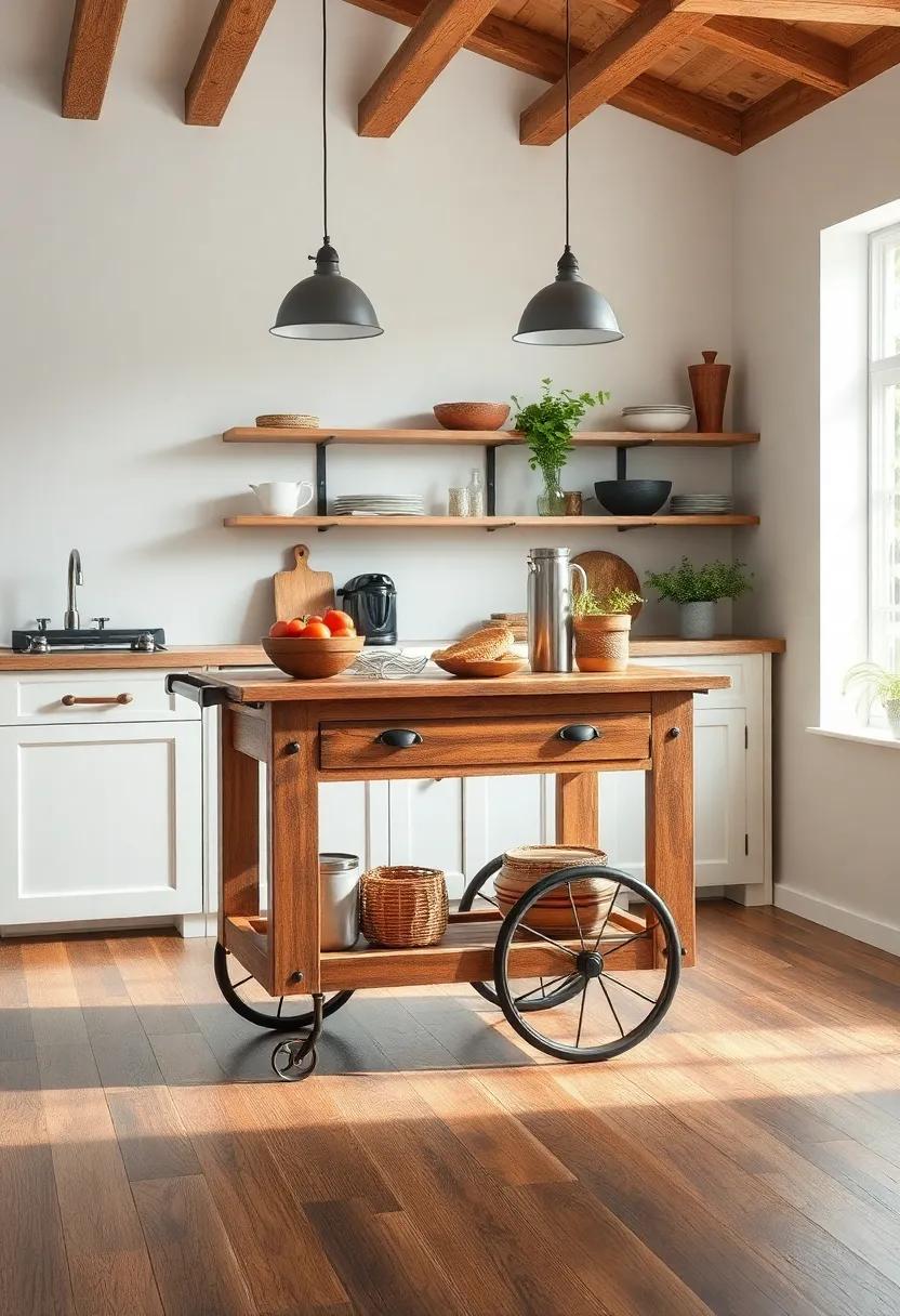 Vintage Cart Inspiration: Get creative with a vintage ​cart⁣ as your kitchen island, offering⁤ mobility and a‌ unique flair that invites creativity ⁣into your cooking experience